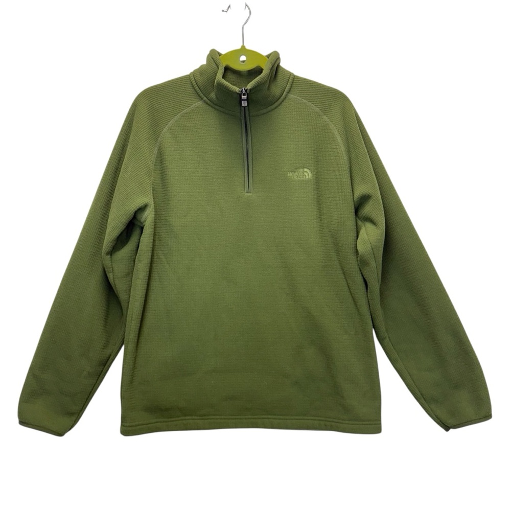 The North Face Waffle Fleece Quarter Zip Army Green Pullover Jacket